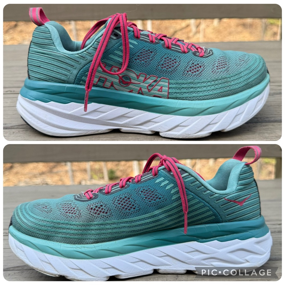 Hoka One One Bondi 6 running shoes in Canton green blue teal slate size 8.5 - Picture 9 of 16